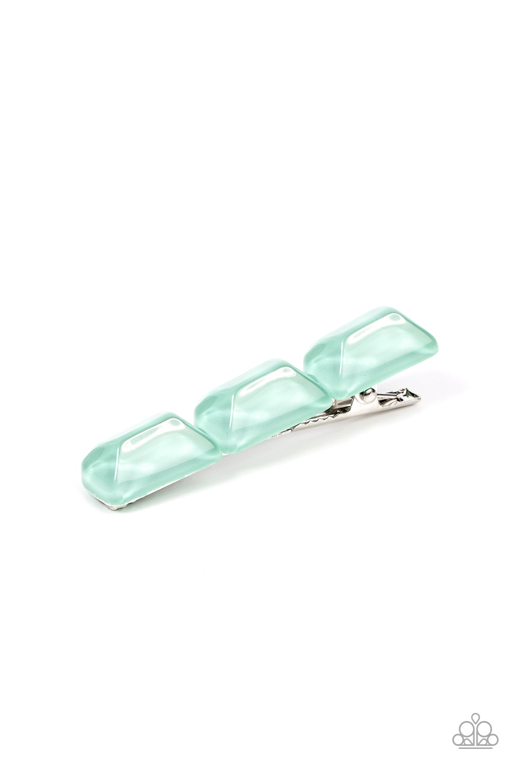 Gemstone Glimmer - Green Gem Silver Hair Clip