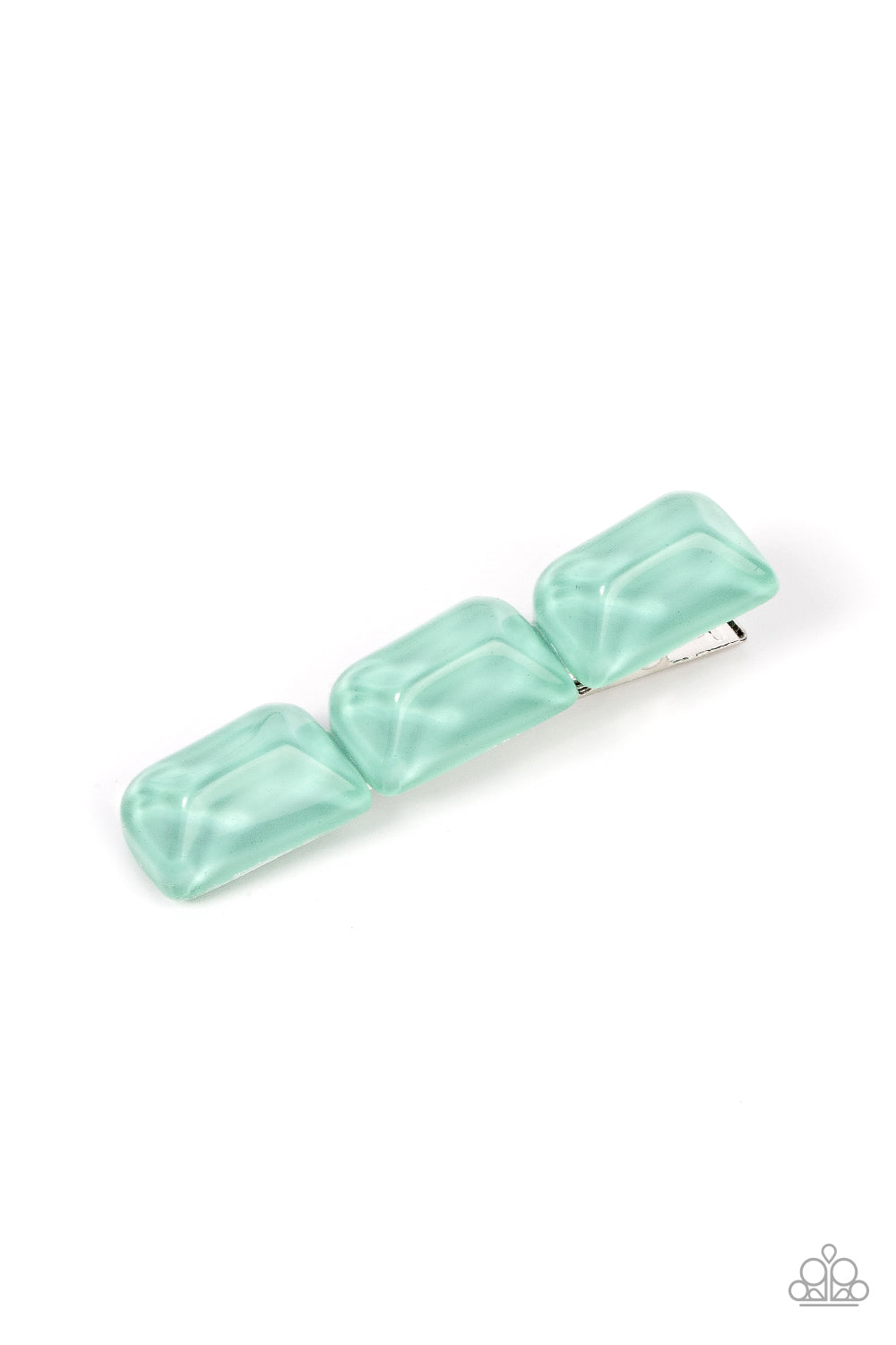 Gemstone Glimmer - Green Gem Silver Hair Clip