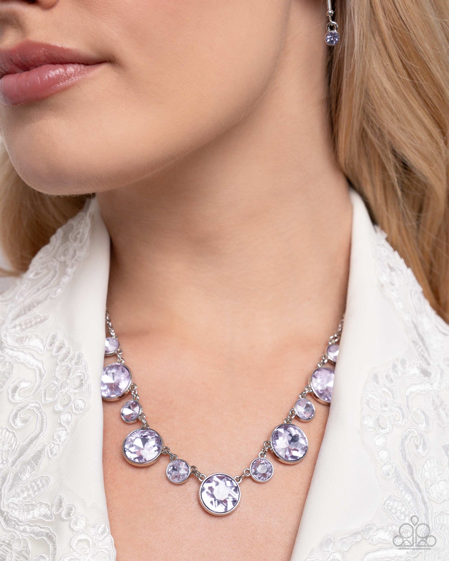 Genteel Gallery - Purple Gem Silver Short Necklace