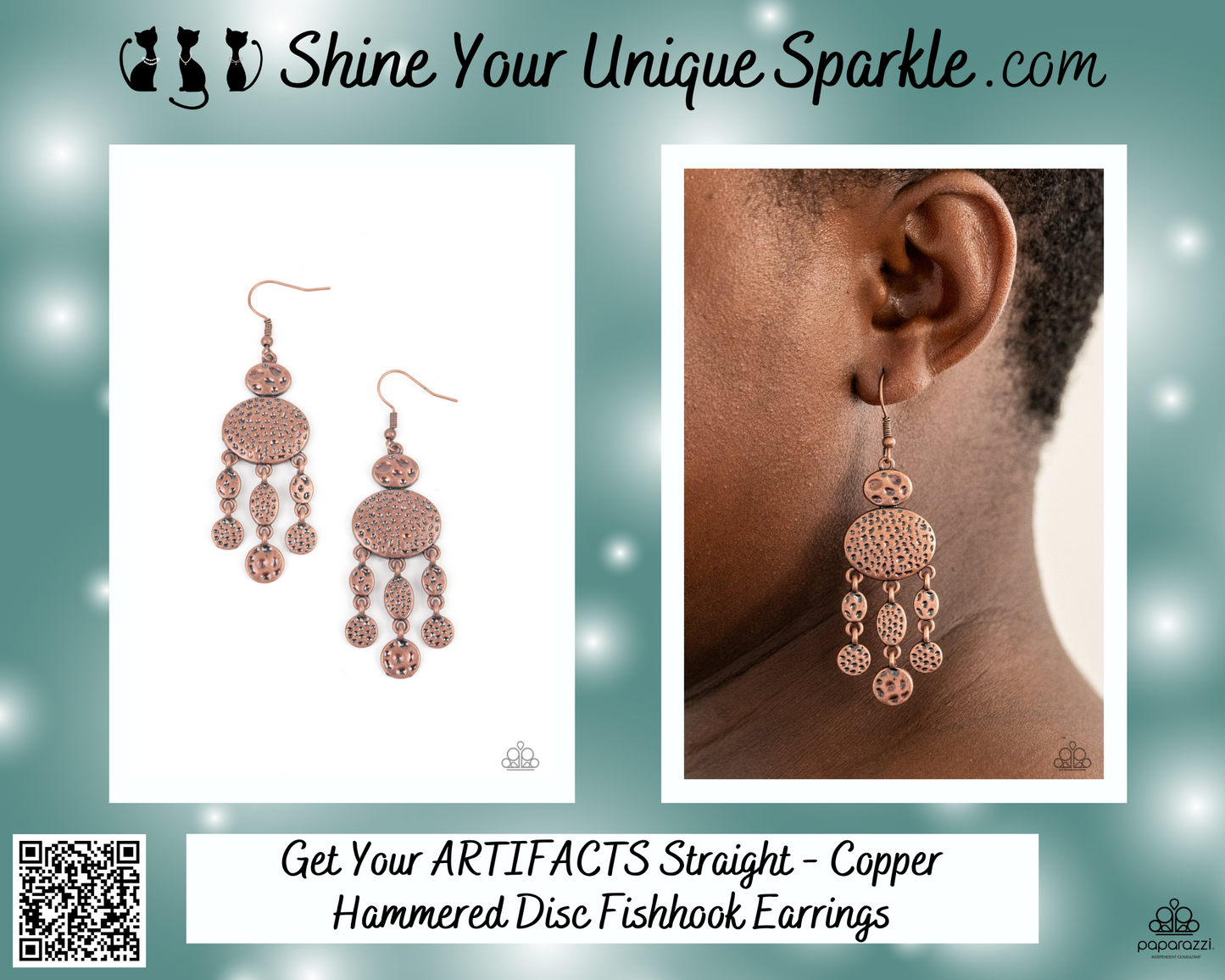 Get Your ARTIFACTS Straight - Copper Hammered Disc Fishhook Earrings