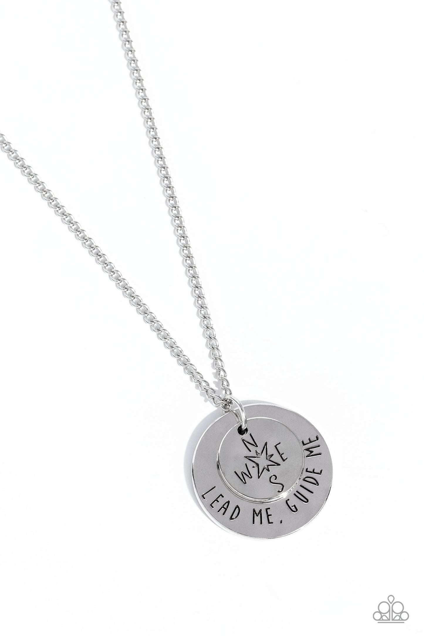 Gilded Guide - Silver Compass Lead Me Guide Me Inspirational Short Necklace