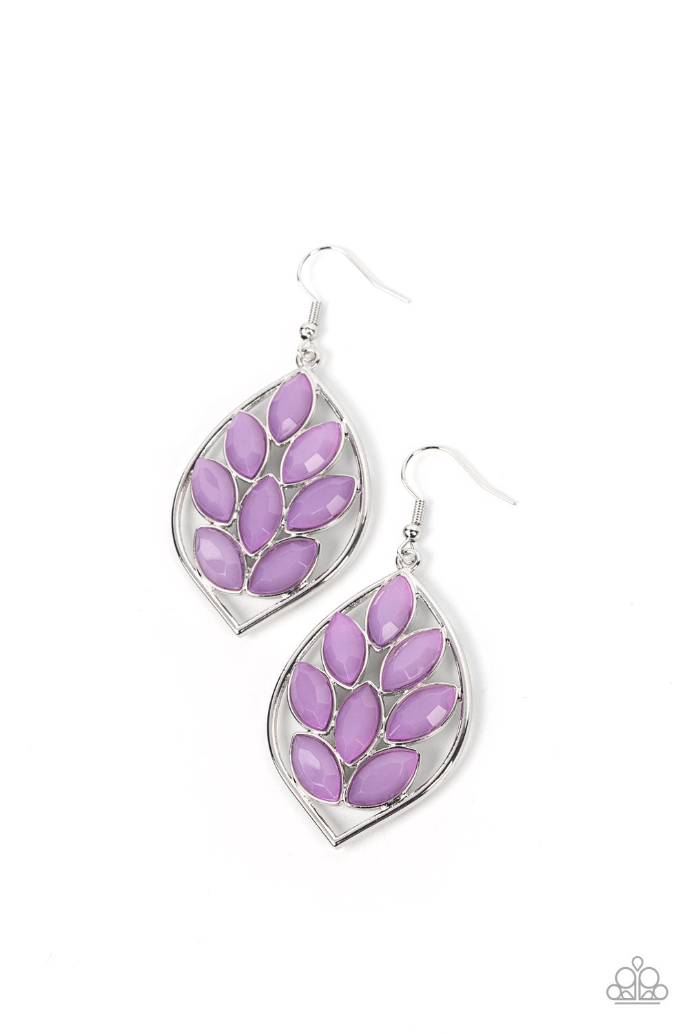 Glacial Glades - Purple Bead Silver Fishhook Earrings