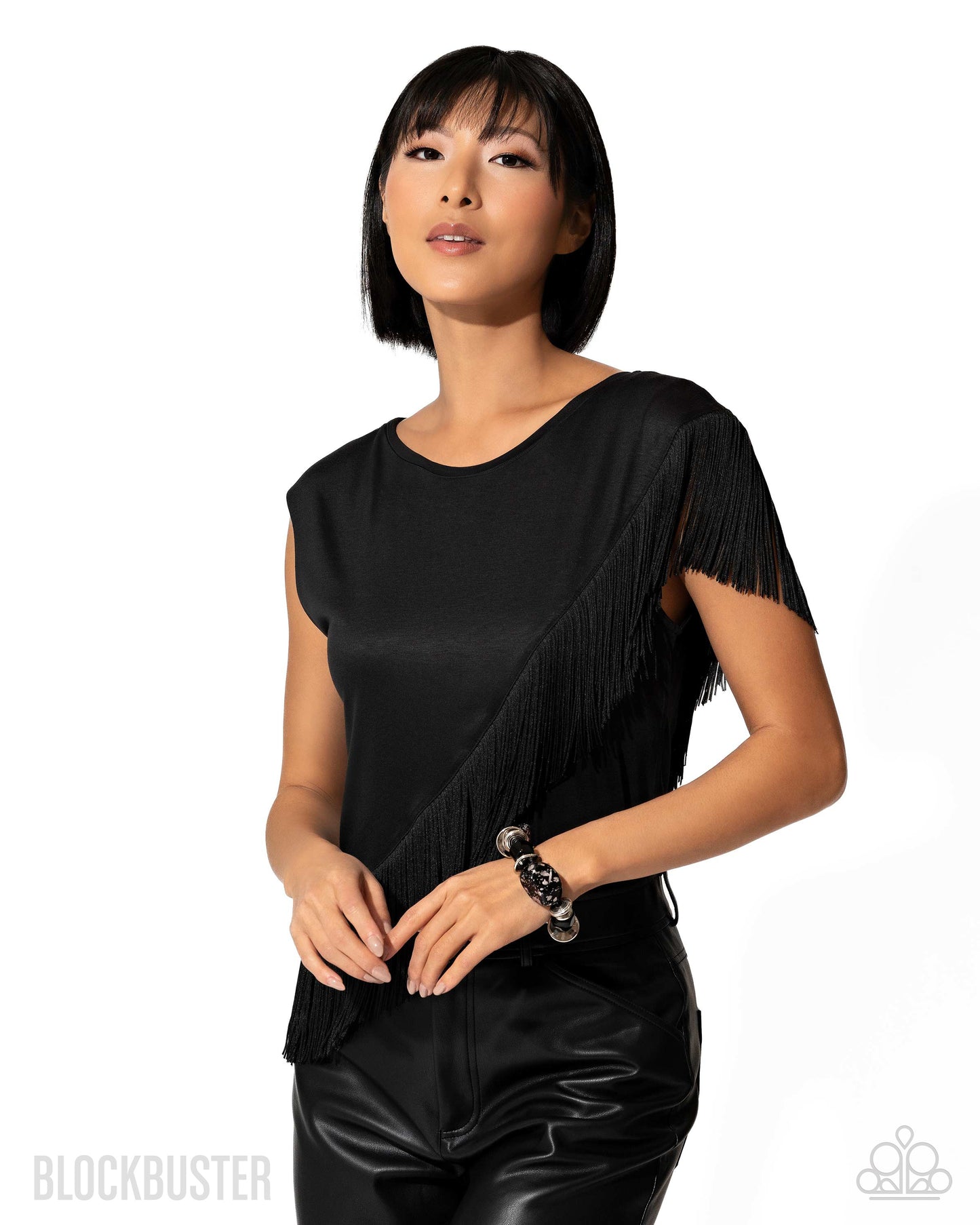 PERFECT MATCH / SET: In Good Glazes - Black Chunky Bead Blockbuster Short Necklace and  Glaze of Glory - Black Chunky Bead Blockbuster Stretchy Bracelet