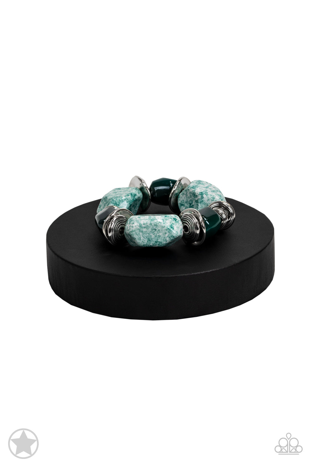 Glaze of Glory - Blue / Teal Grean Chunky Bead Blockbuster Stretchy Bracelet