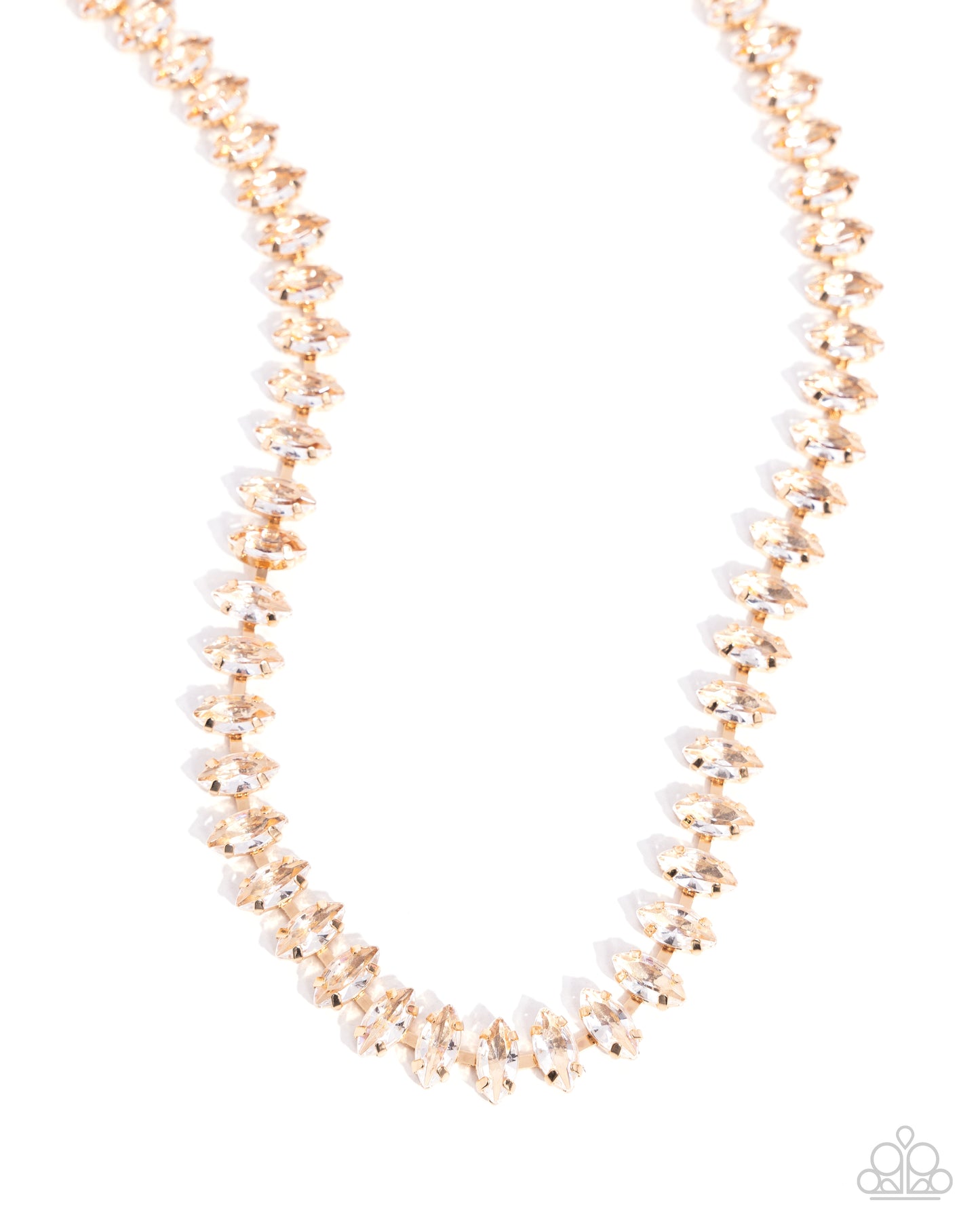 Glittery Genre - Gold Chain White Rhinestone Short Necklace