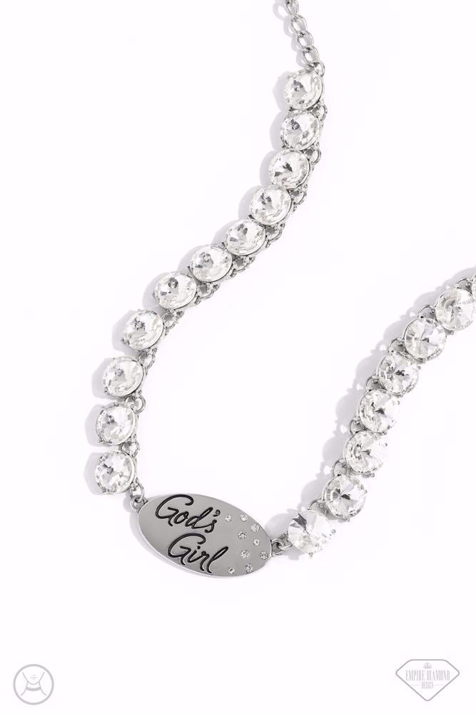 God's Girl - White Gem and Pendant Choker Necklace - Empire Diamond Exclusive