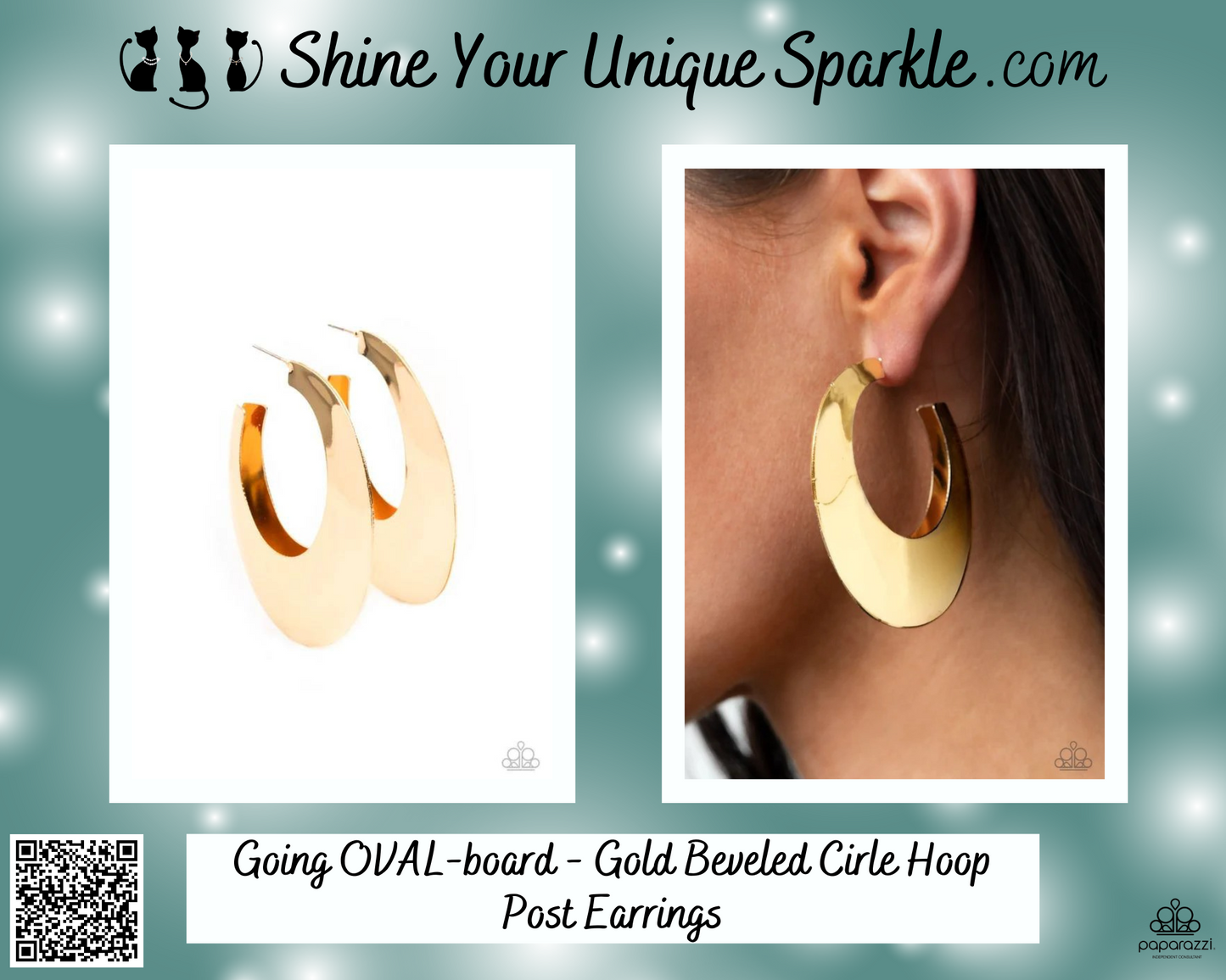 Going OVAL-board - Gold Beveled Cirle Hoop Post Earrings