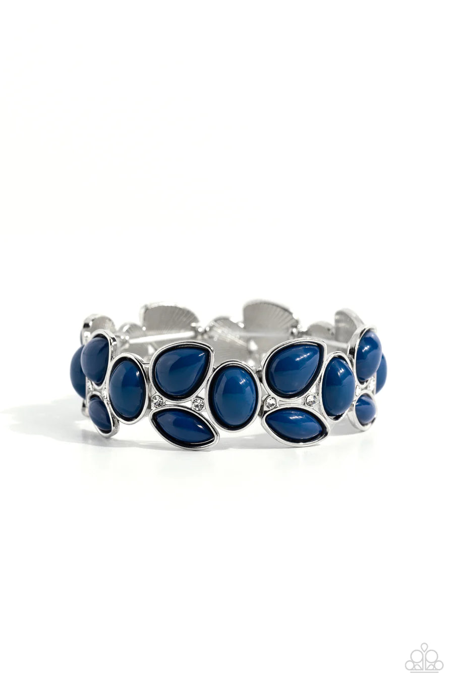 Gondola Groves - Blue Bead Silver Stretchy Bracelet