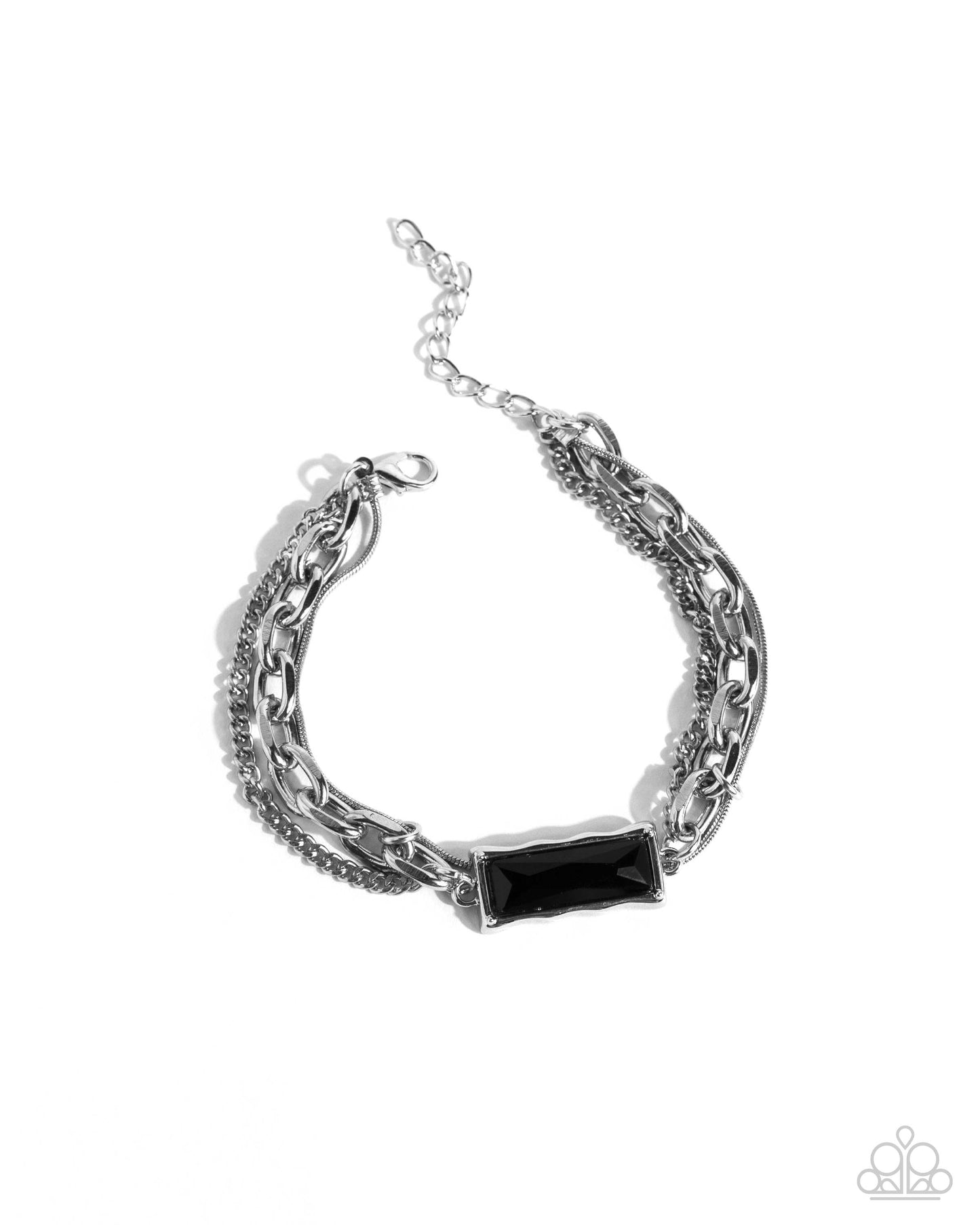 Grungy Gait - Black Gem Silver Clasp Bracelet