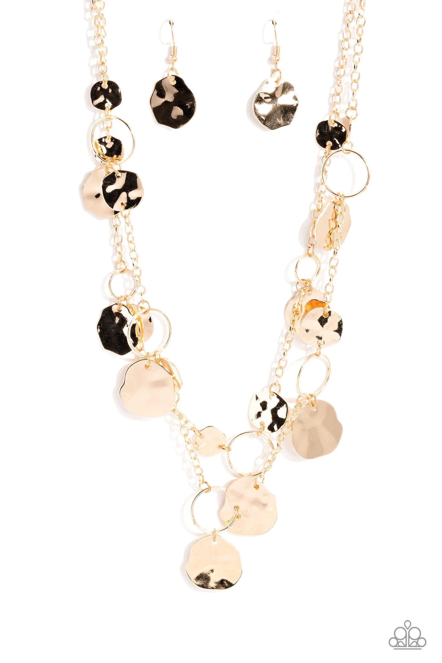 Hammered Horizons - Gold Disc Layered Short Necklace