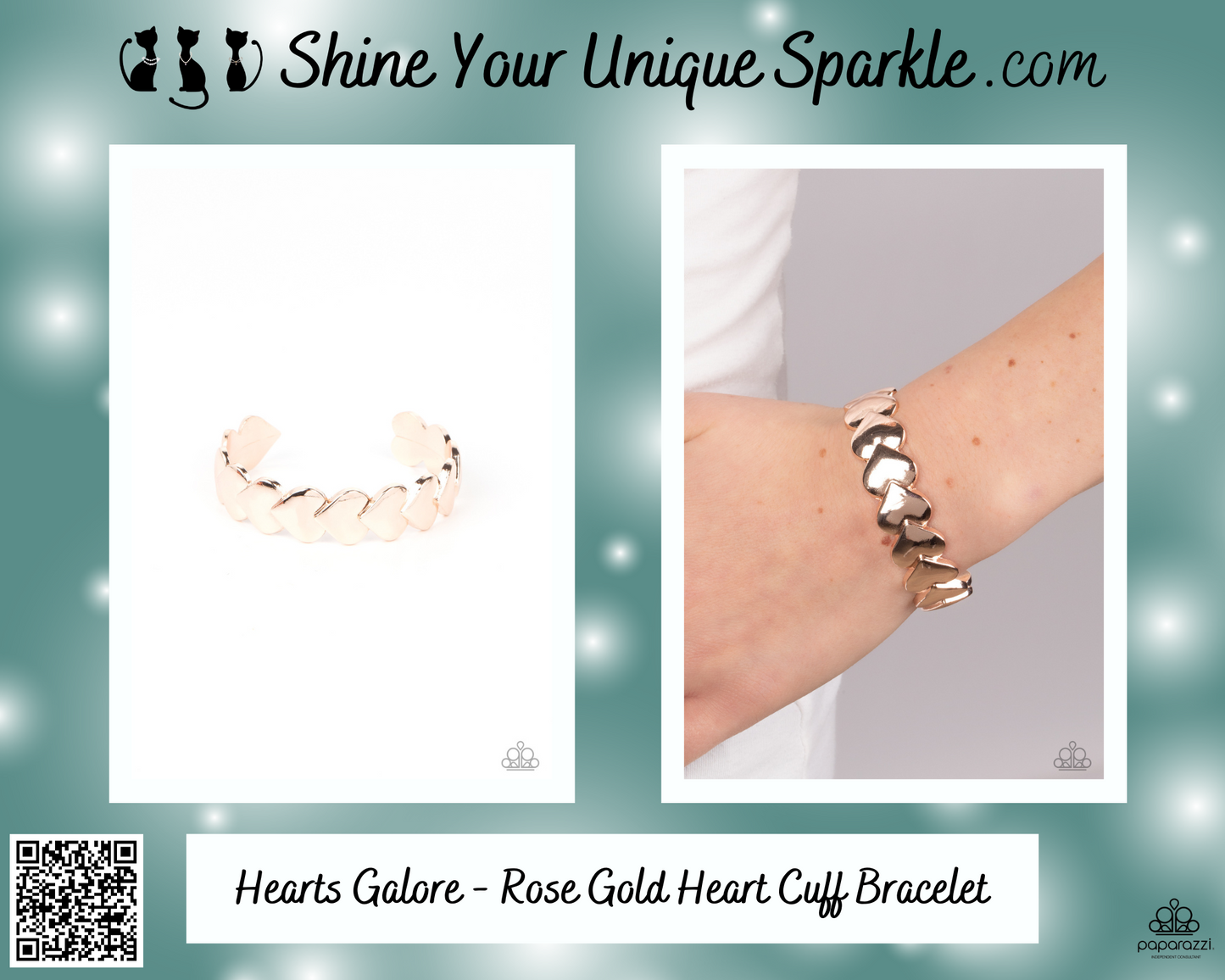 Hearts Galore - Rose Gold Heart Cuff Bracelet