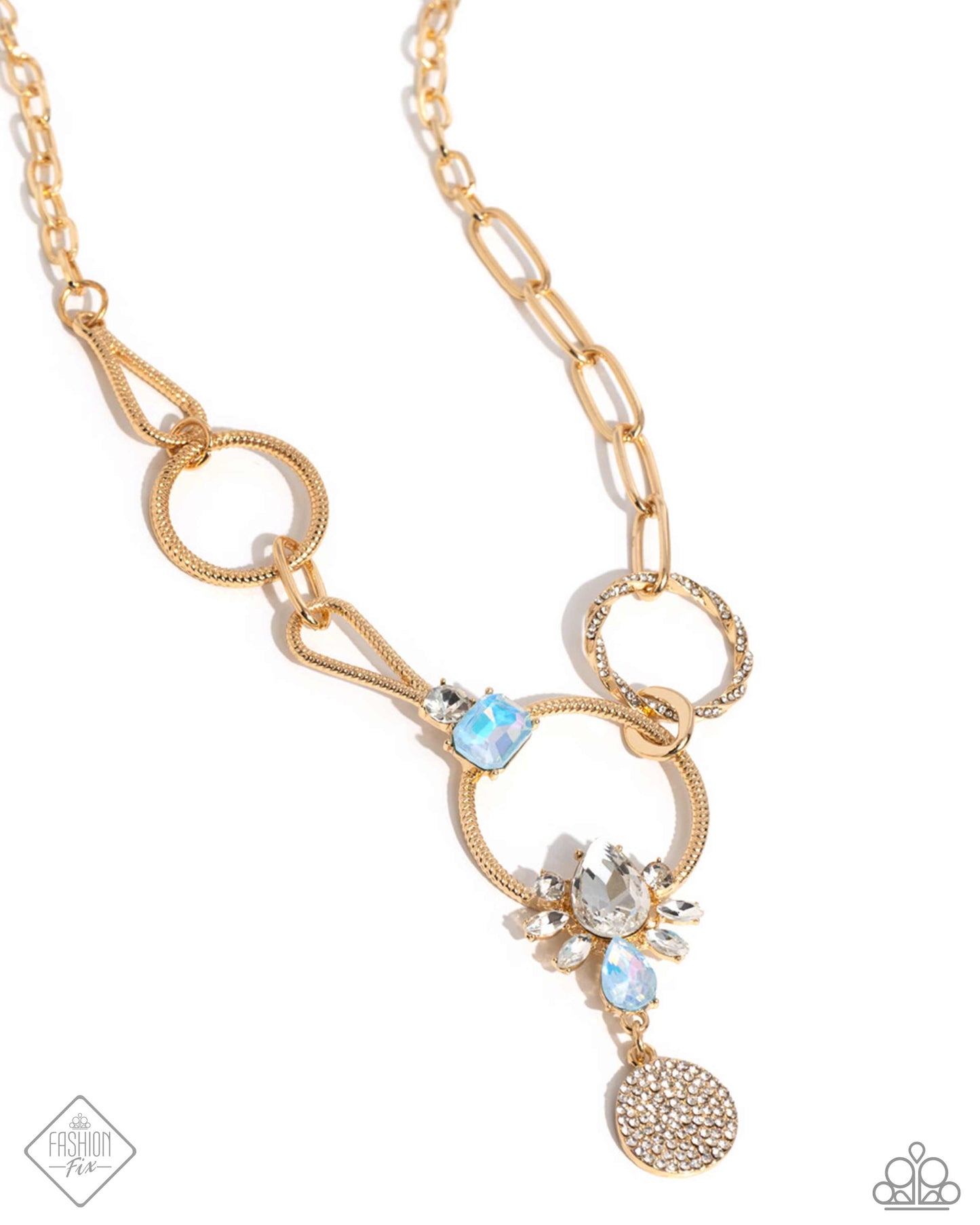 Heirloom Hallmark - Multi UV Opalescent Gem Gold Short Necklace - Fashion Fix