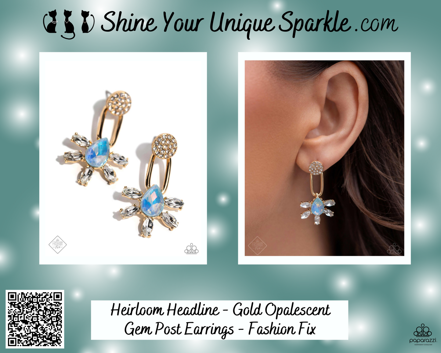 Heirloom Headline - Gold Opalescent Gem Post Earrings - Fashion Fix