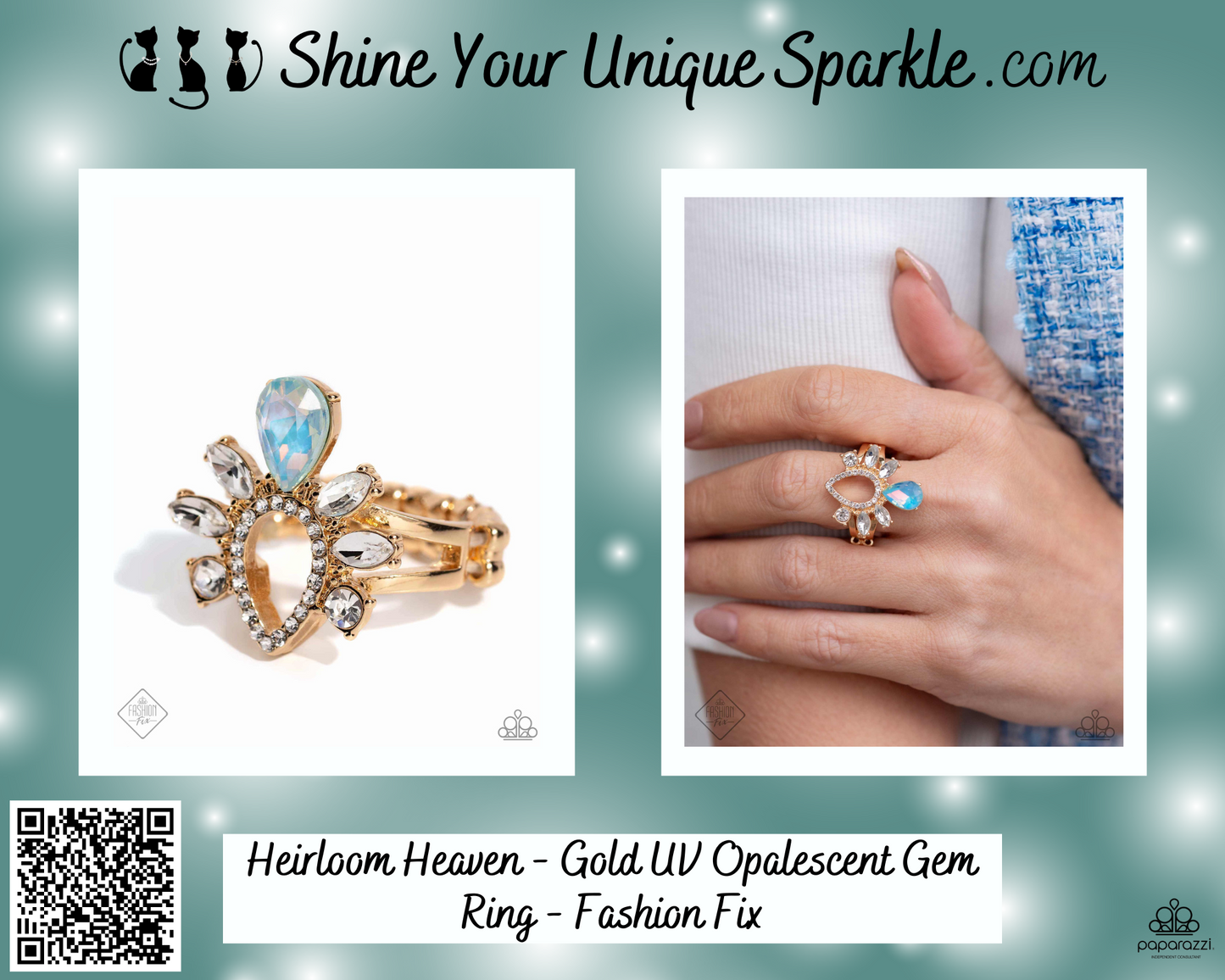 Heirloom Heaven - Gold UV Opalescent Gem Ring - Fashion Fix