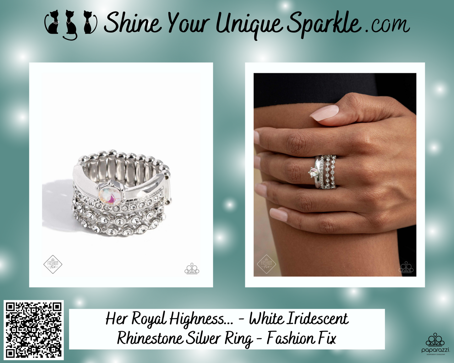 Her Royal Highness... - White Iridescent Rhinestone Silver Ring - Fashion Fix