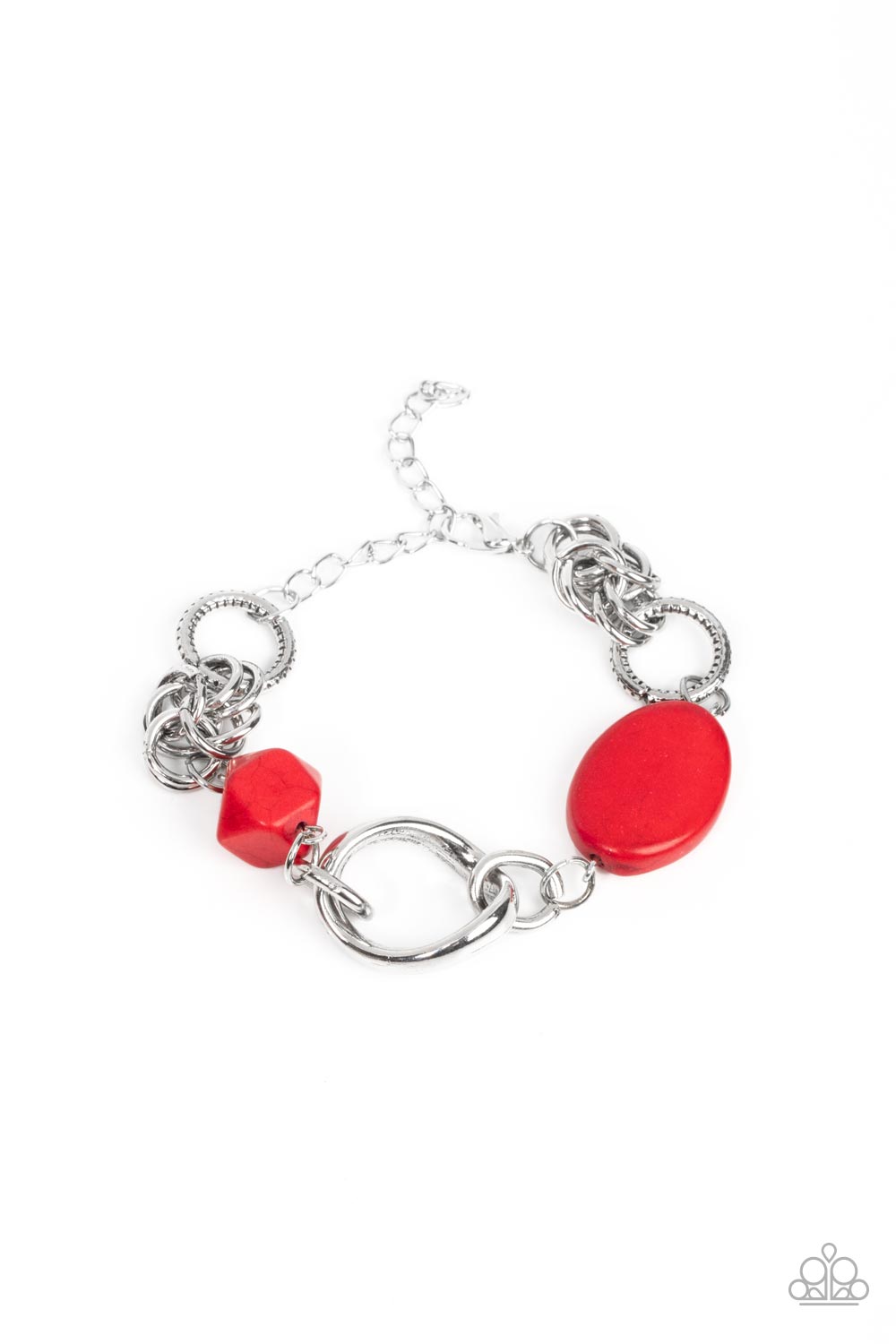 PERFECT MATCH / SET: Sonoran Solo - Red Crackle Bead Silver Short Necklace AND Hola, SONORA - Red Crackle Bead Silver Clasp Bracelet