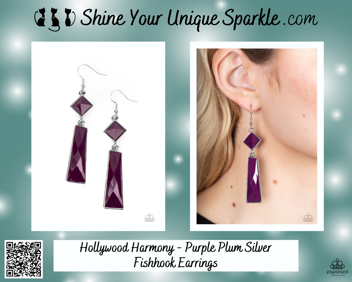 Hollywood Harmony - Purple Plum Silver Fishhook Earrings