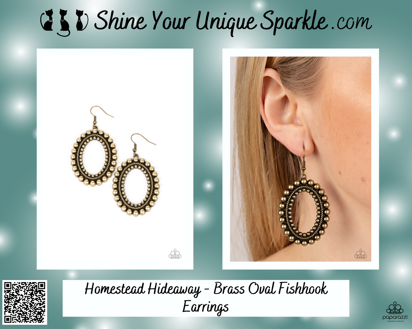 Homestead Hideaway - Brass Oval Fishhook Earrings