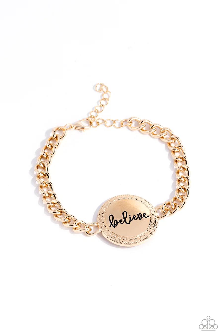 Hope and Faith - Gold "believe" Inspirational Clasp Bracelet