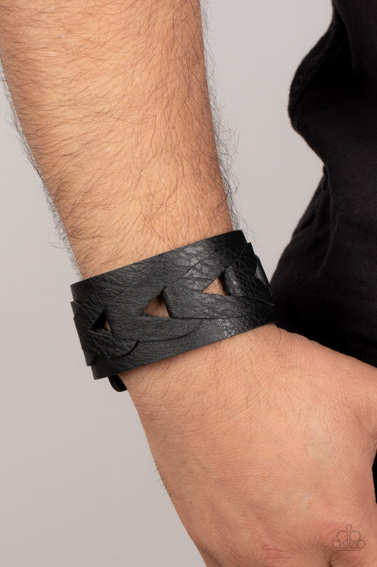 Horse and Carriage - Black Leather Wrap Urban Bracelet