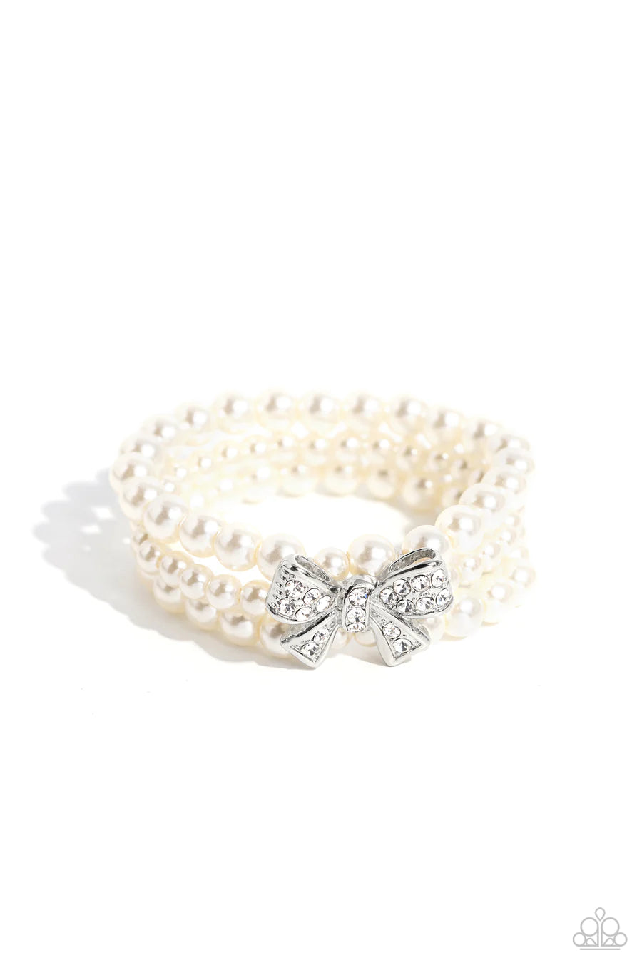 How Do You Do? - White Pearl Rhinestone Bow Stretchy Bracelet - ﻿2023 Convention Exclusive