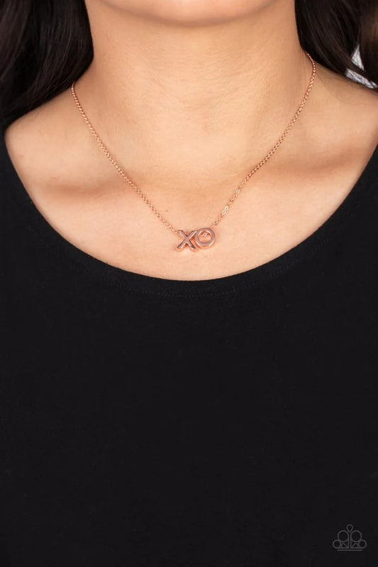 Hugs and Kisses - Copper Shiny XO Dainty Short Necklace