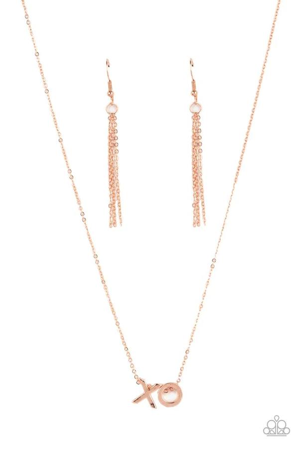 Hugs and Kisses - Copper Shiny XO Dainty Short Necklace