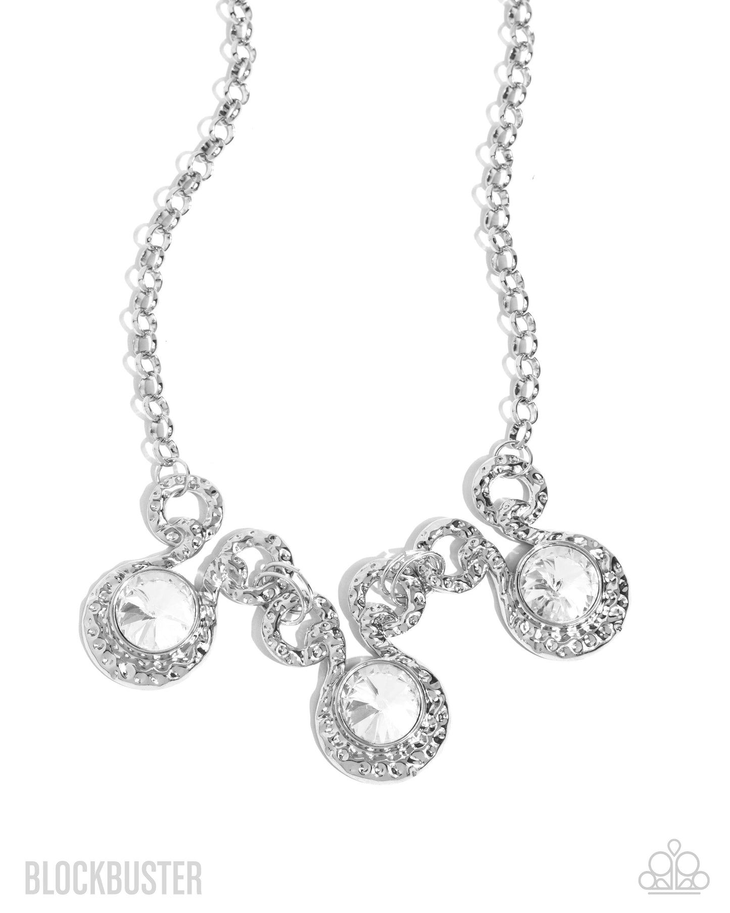 Hypnotized - Silver Large Circle Rhinestone Statement Short Necklace - Blockbuster