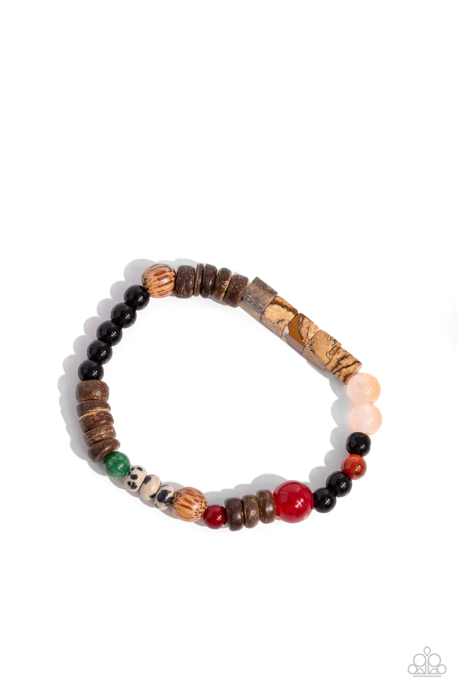 I WOOD Be So Lucky - Orange and Black Stone Acrylic and Wood Urban Stretchy Bracelet - 2023 Convention Exclusive