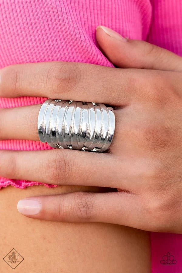 Imperial Glory - Silver Ripple Texture Ring - Fashion Fix