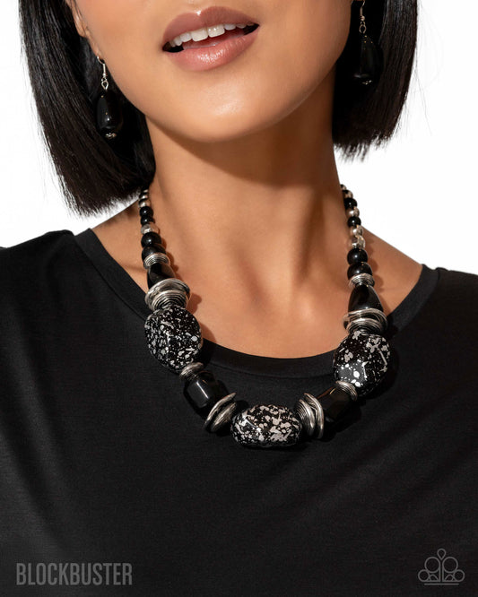 In Good Glazes - Black Chunky Bead Blockbuster Short Necklace