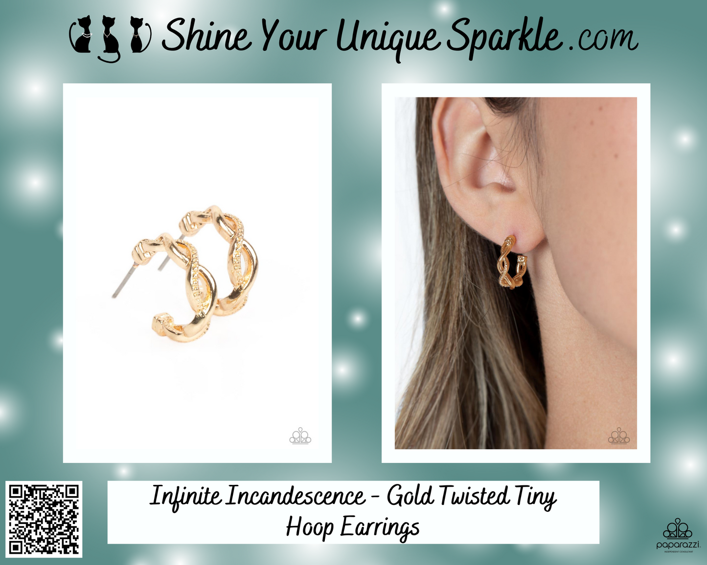 Infinite Incandescence - Gold Twisted Tiny Hoop Earrings