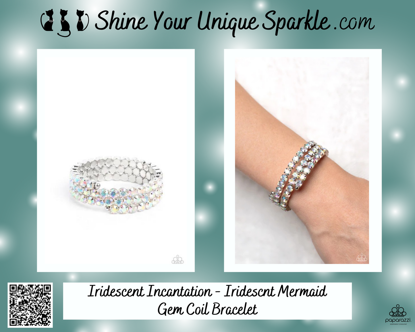 Iridescent Incantation - Iridescent Mermaid Gem Coil Bracelet