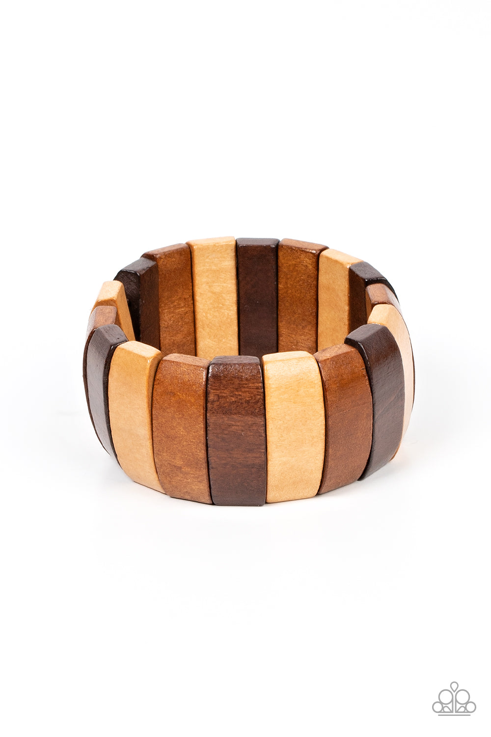 Island Grind - Multi-tone Brown Wooden Stretchy Bracelet