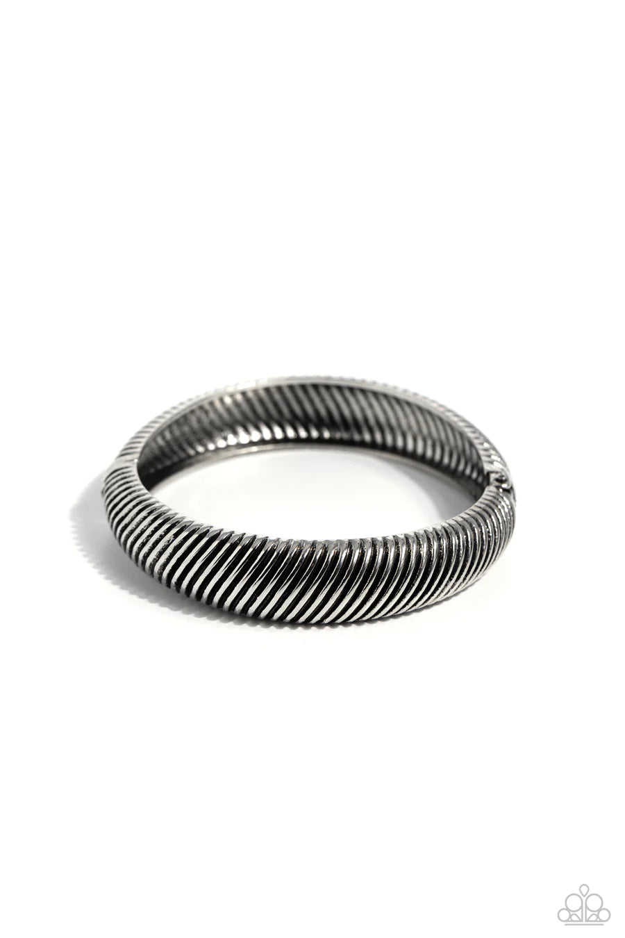 Jailhouse Jive - Silver Striped Hinged Bracelet