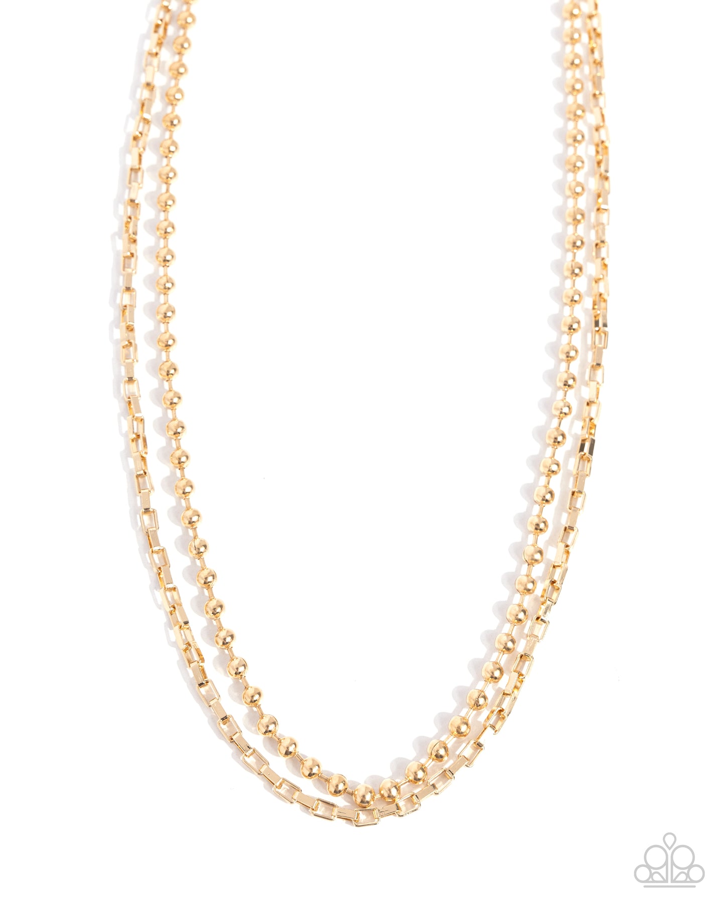 Laidback Layers - Gold Link Chain Layered Short Necklace