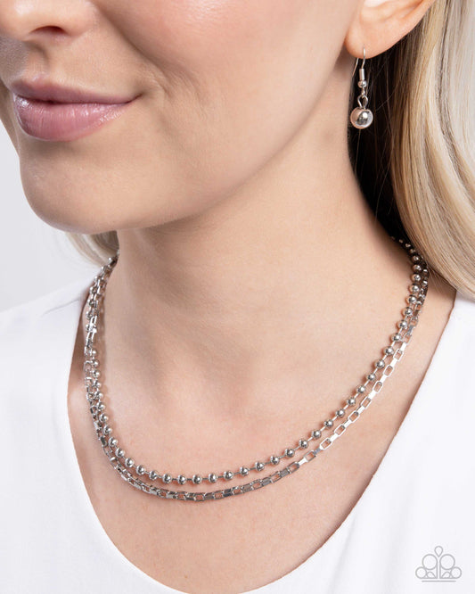 Laidback Layers - Silver Link Chain Layered Short Necklace