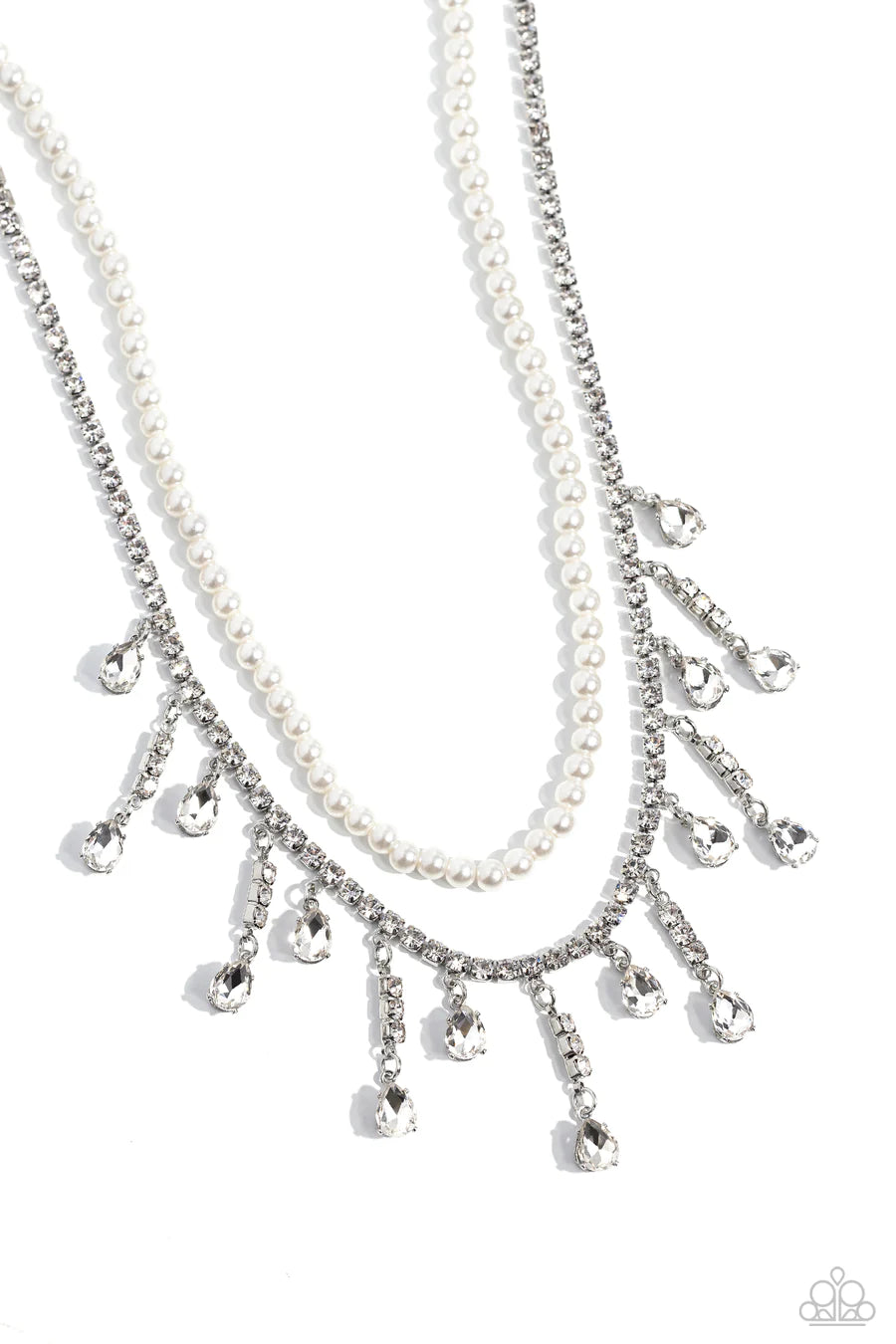 Lessons in Luxury - White Rhinestone Silver Layered Short Necklace - 2023 Convention Exclusive