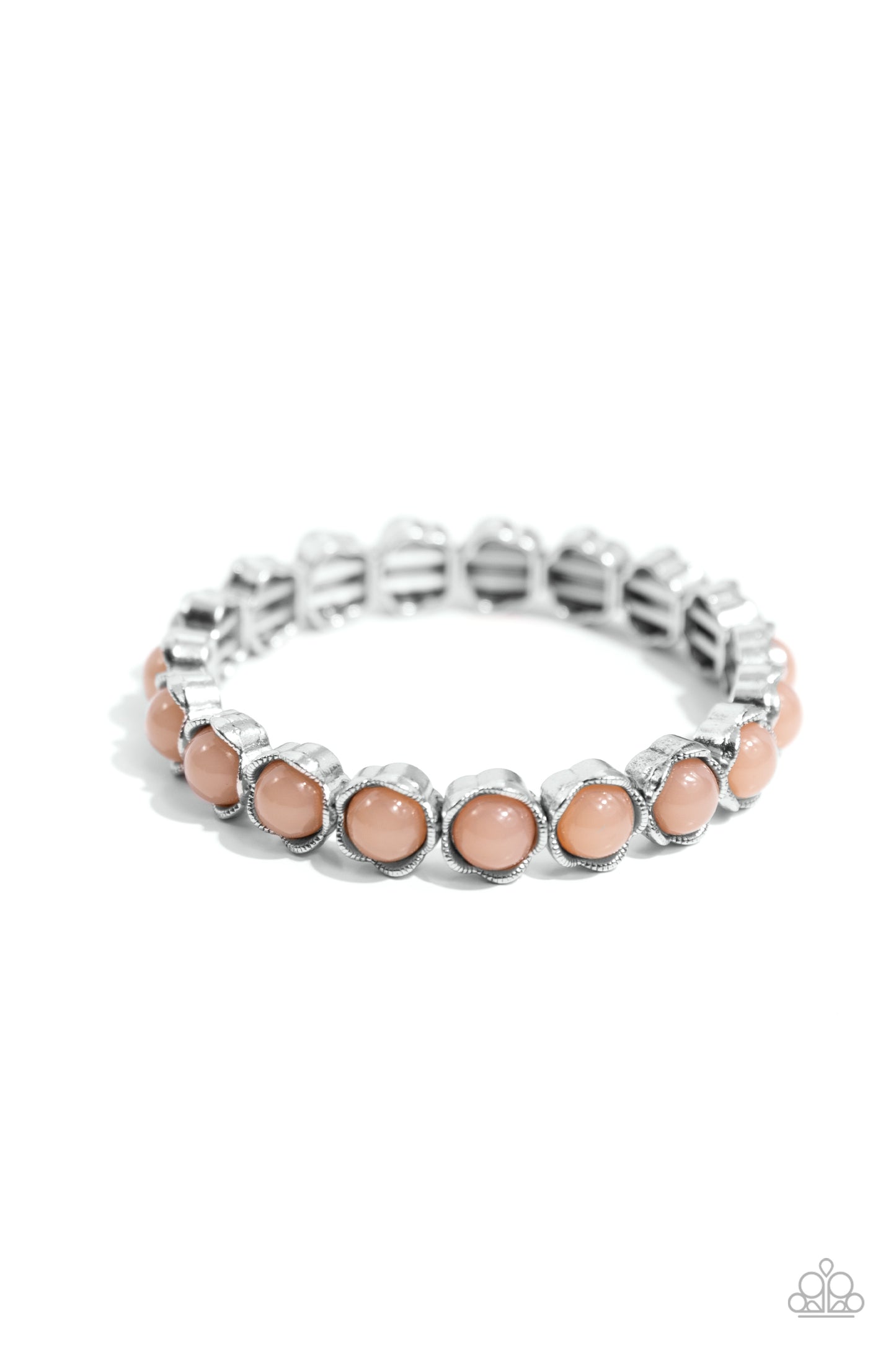 Lets be Buds - Brown Bead Silver Stretchy Bracelet