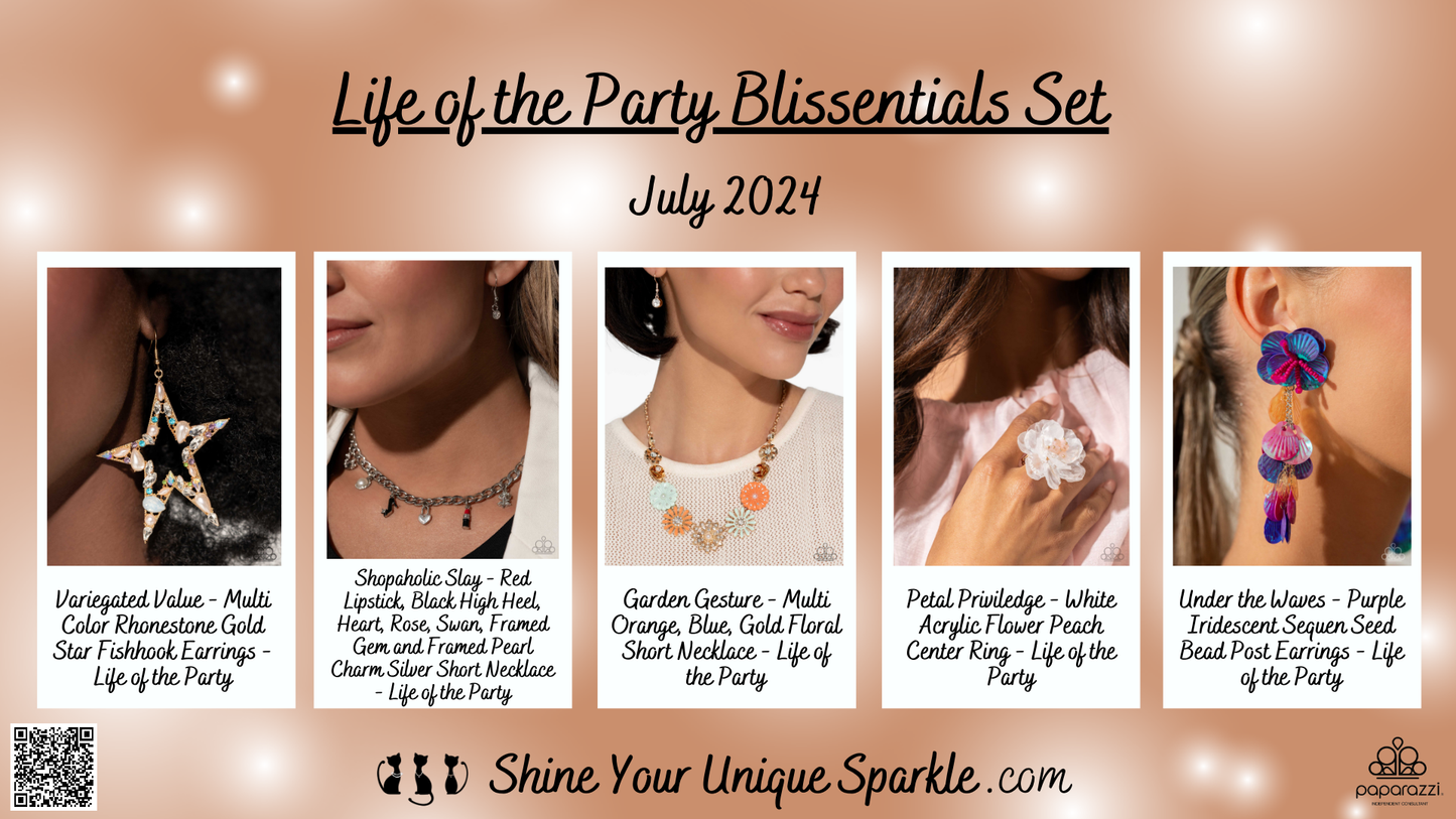 Variegated Value - Multi Color Rhonestone Gold Star Fishhook Earrings - Life of the Party