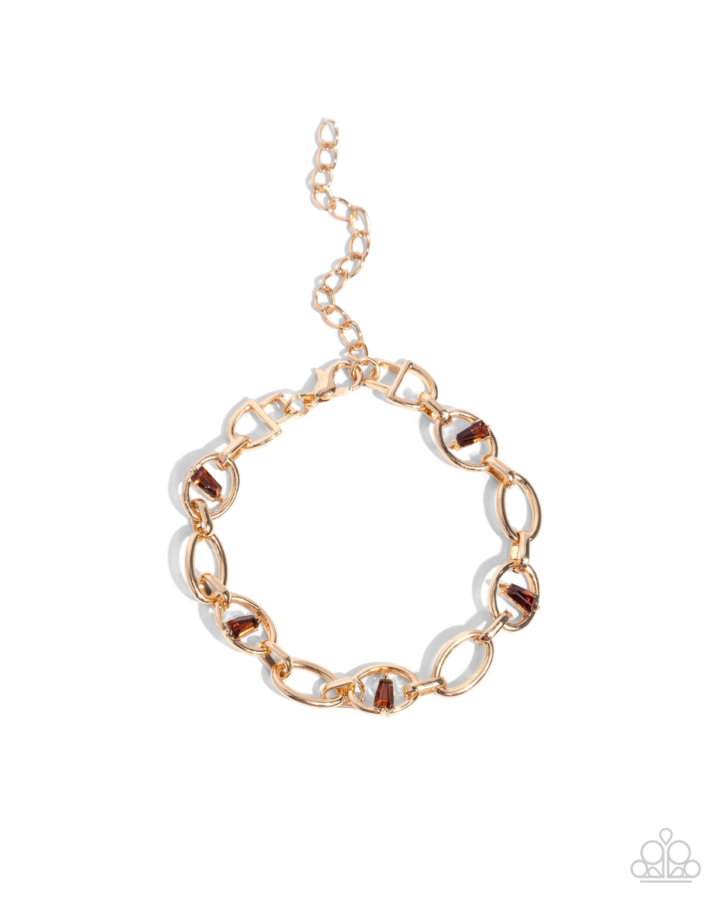 Light-Catching Leisure - Brown Gem Gold Clasp Bracelet