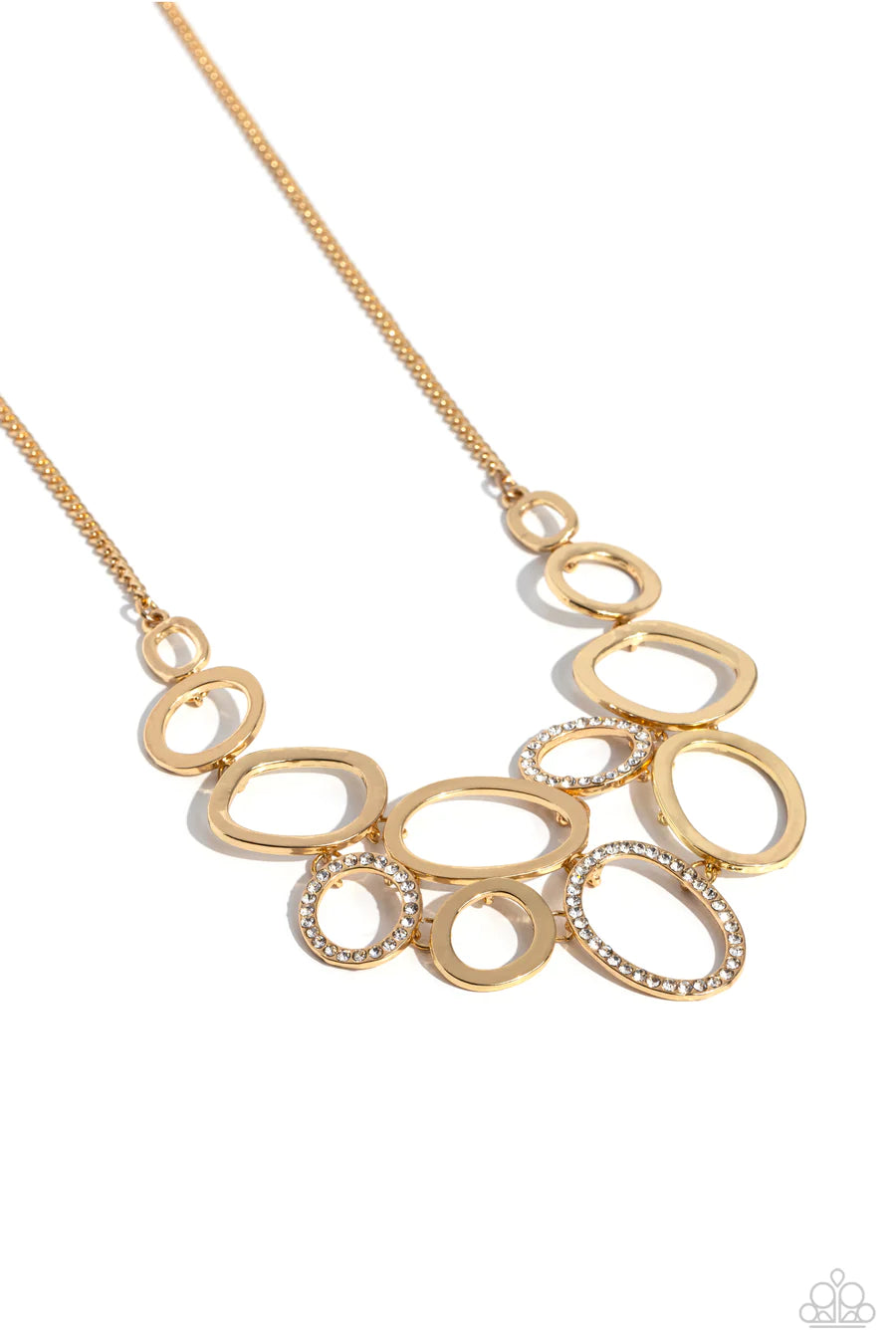 Limelight Lead - Gold Oval Rhinestone Short Necklace