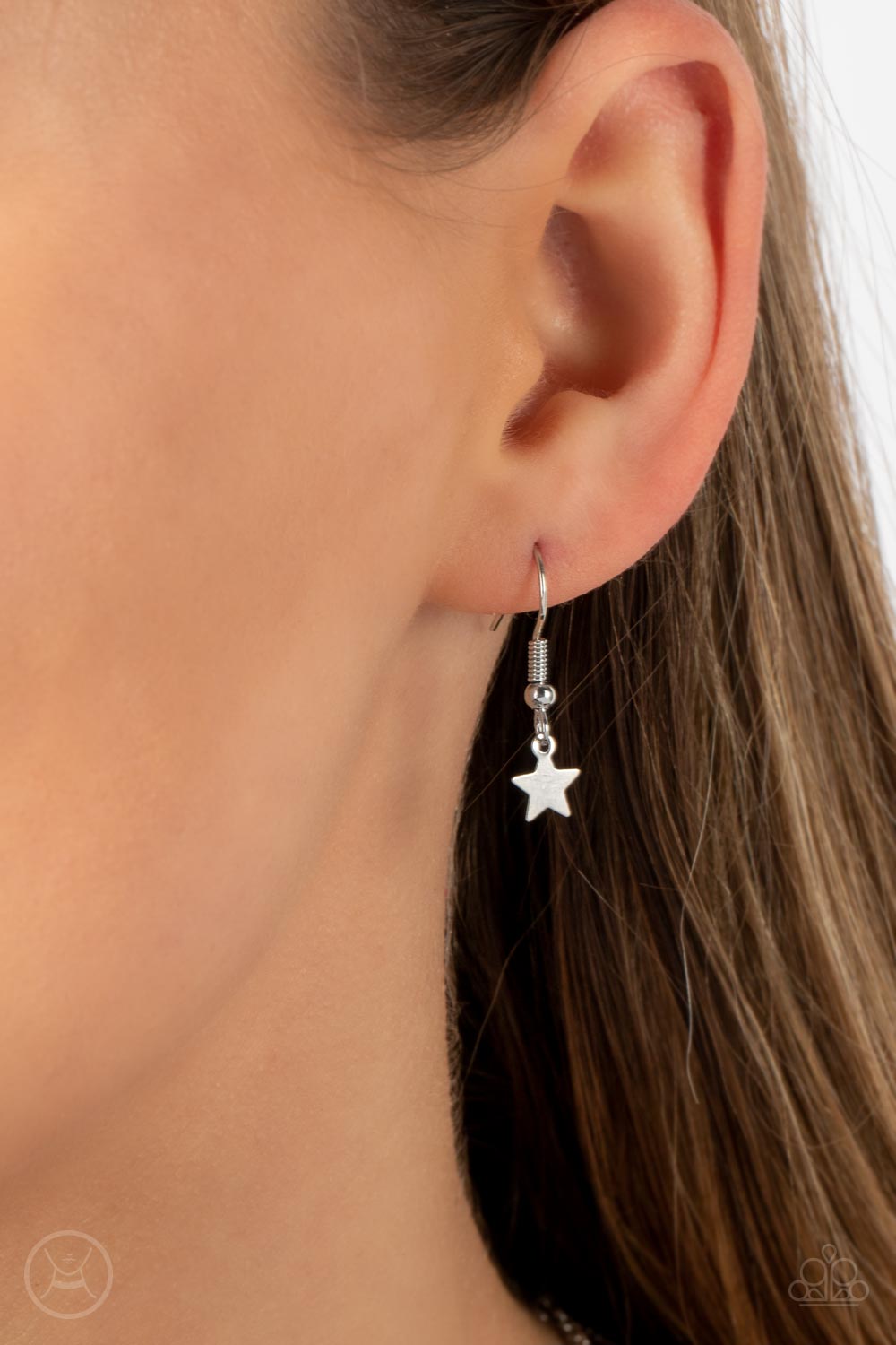 Little Lady Liberty - White Rhinestone Silver Star Choker Necklace