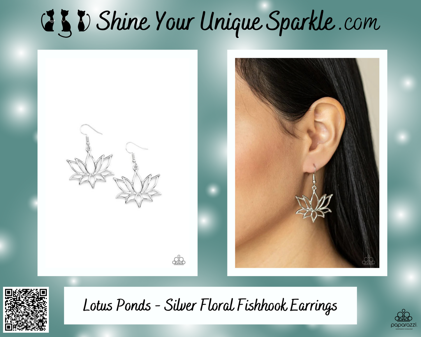 Lotus Ponds - Silver Floral Fishhook Earrings