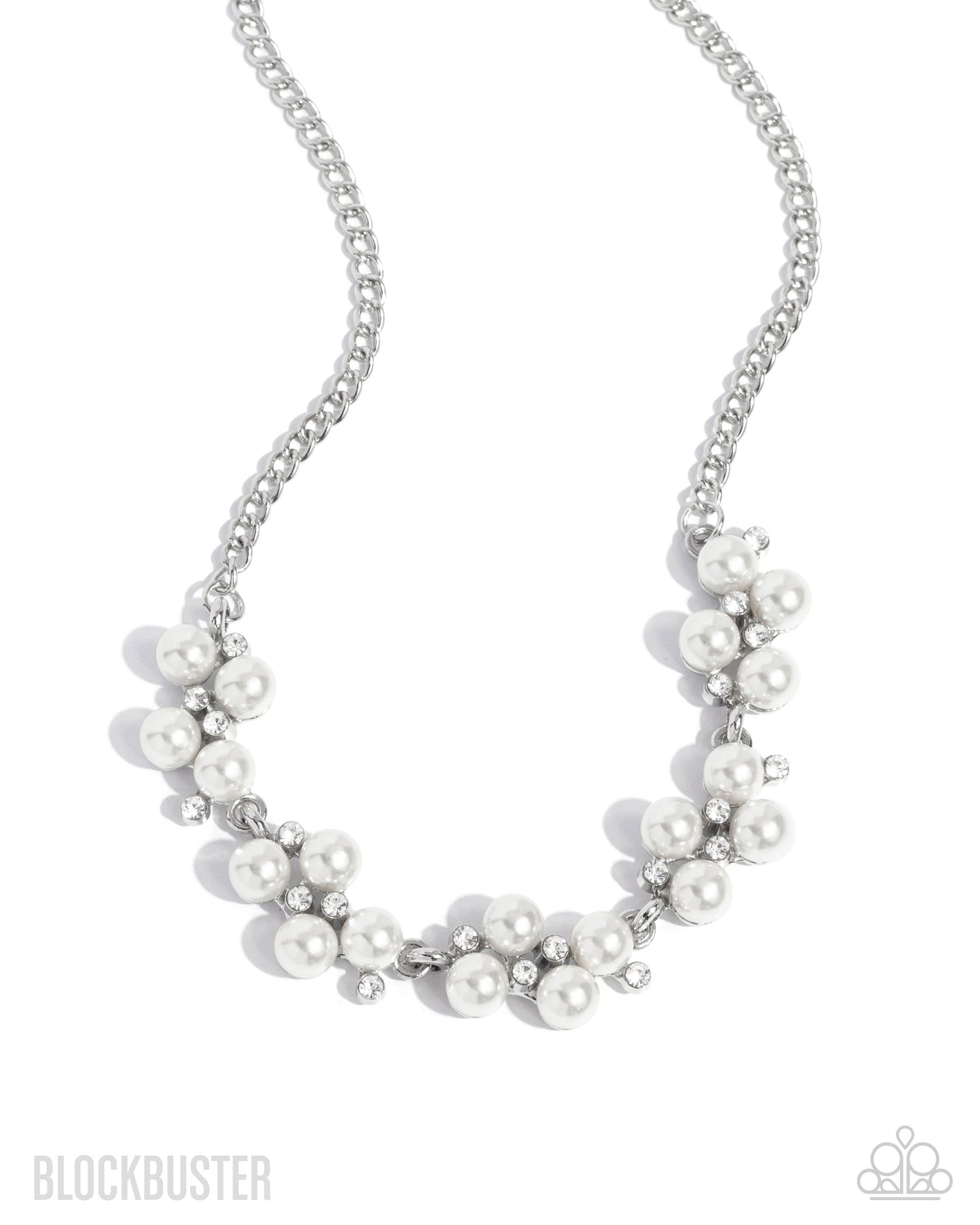 Love Story - White Pearl and Rhinestone Short Necklace