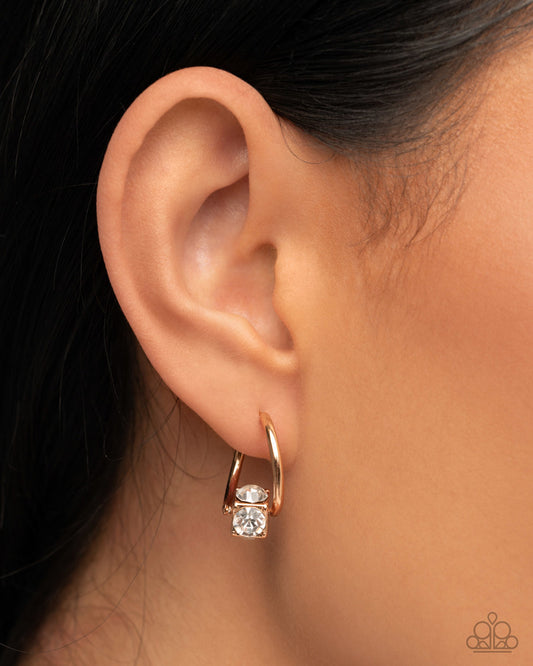 Luminescent Lighthouse - Gold Hoops White Rhinestones Earrings - Pink Friday, Advent Calendar Exclusive