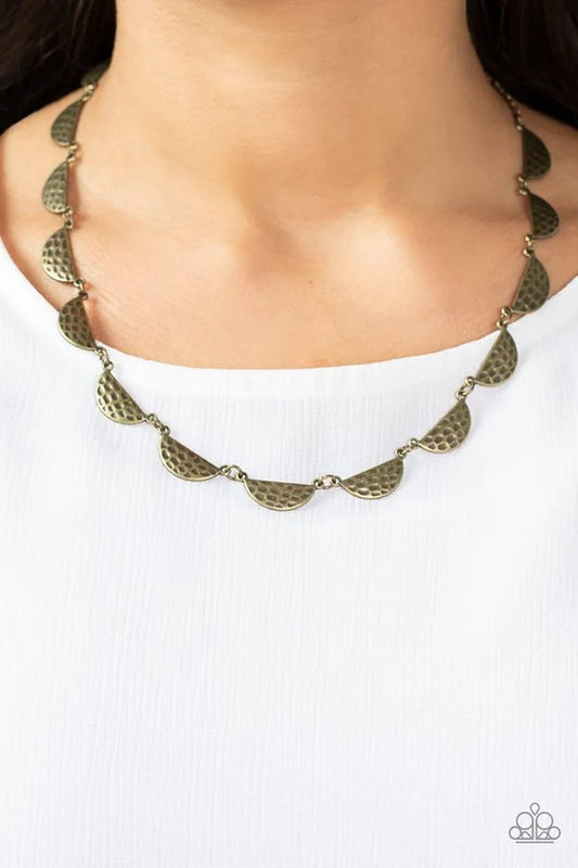 Lunar Jungle - Brass Crescent Short Necklace