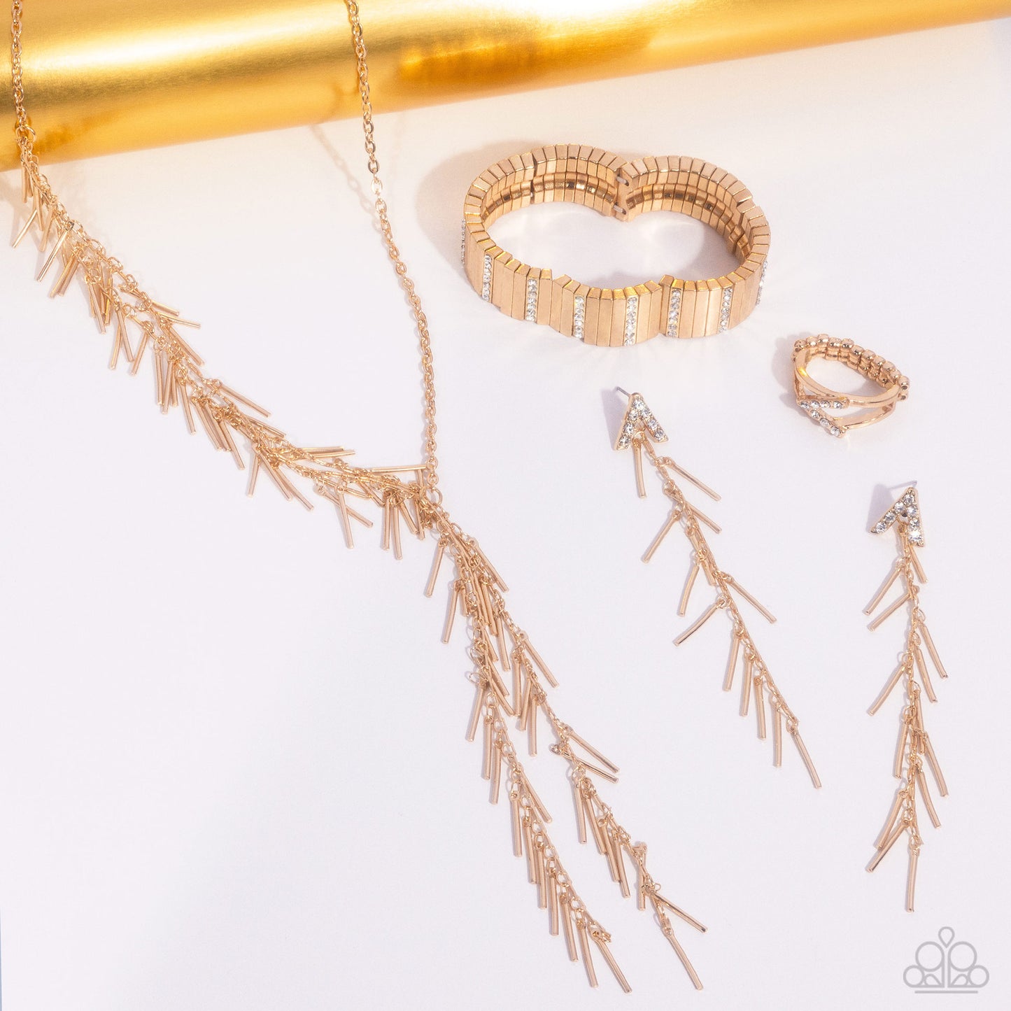 Linear Landmark - Gold Fringe Post Earrings - Fashion Fix