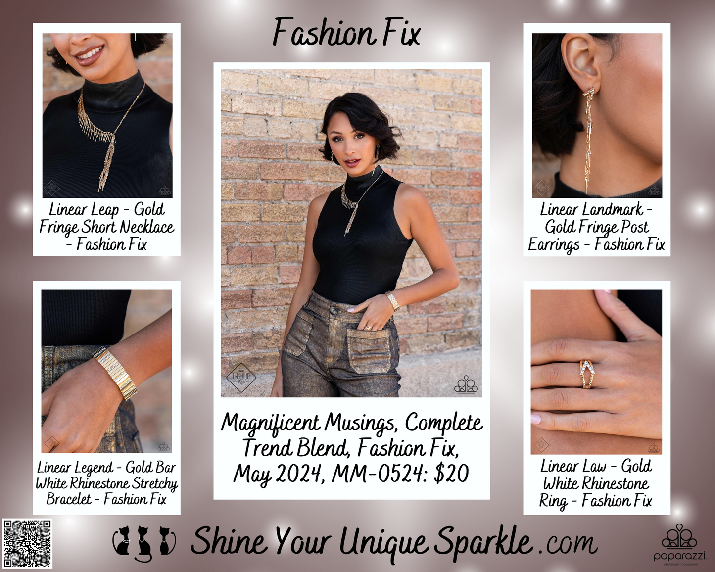 Linear Leap - Gold Fringe Short Necklace - Fashion Fix