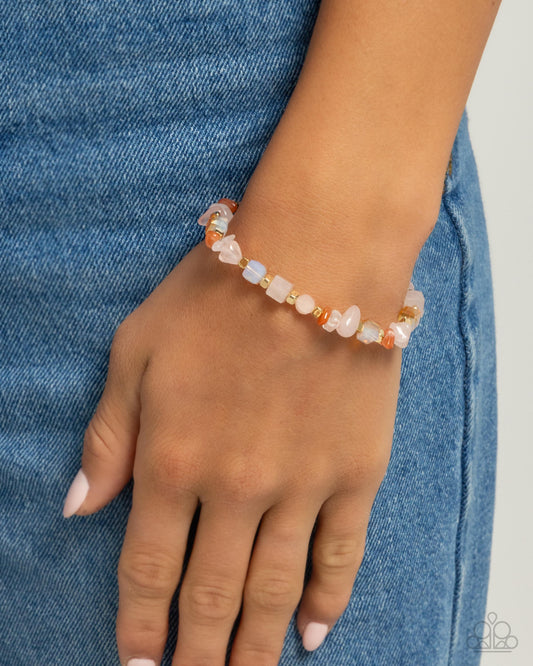 Magical Motley - Pink and Orange Stone Stretchy Bracelet